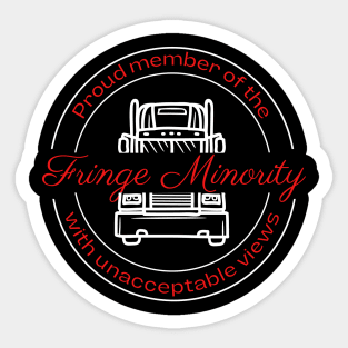 Fringe Minority (white and red) Sticker